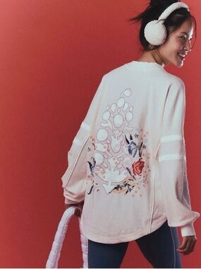 Free People Movement rugby ready embroidered logo pullover shirt